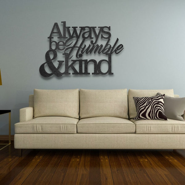 Durable metal wall art decor promoting humility and kindness.