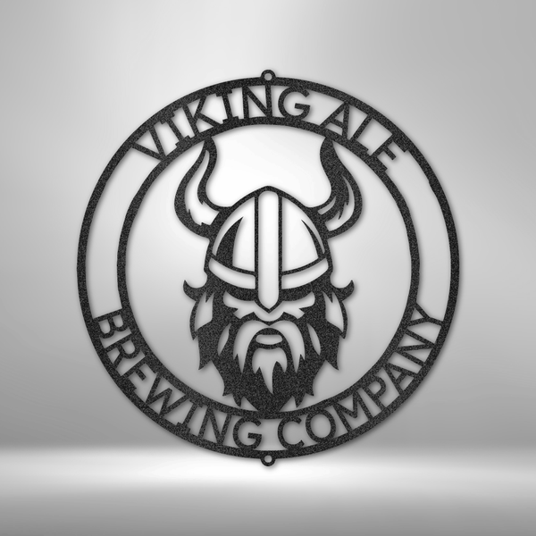 Viking Ring Monogram - Steel Sign logo displayed on a unique metal wall art decor.