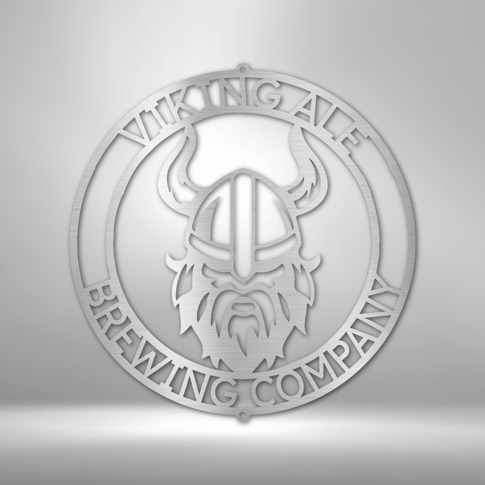 Viking Ring Monogram - Steel Sign logo displayed on a unique metal wall art decor.