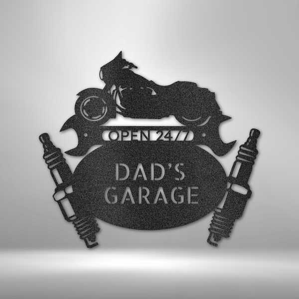 Street Glide Mechanic Monogram - Steel Sign on a brick wall featuring personalized garage signs.