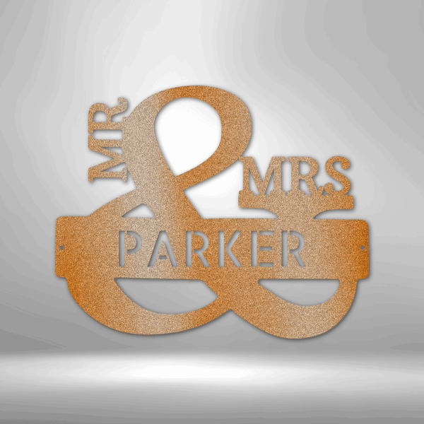 A personalized steel monogram sign, perfect as a unique metal art gift for the Parkers.