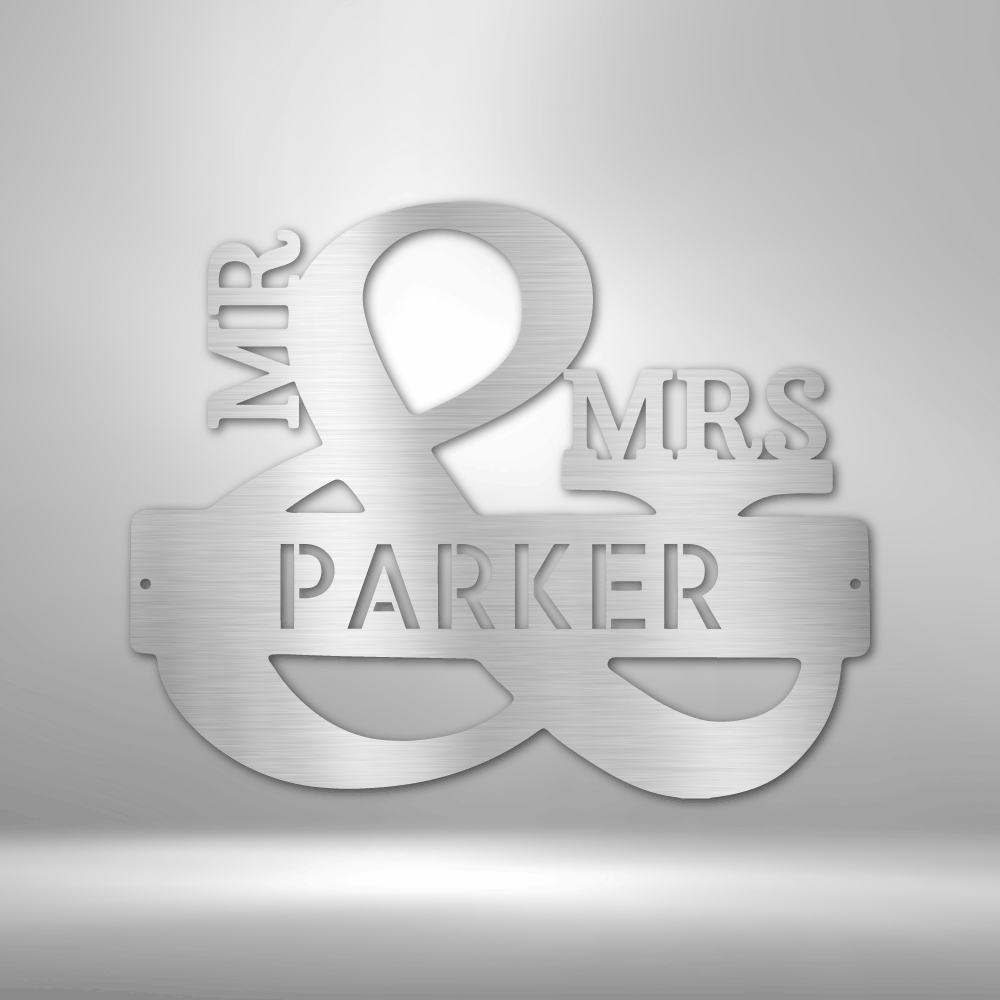 A personalized steel monogram sign, perfect as a unique metal art gift for the Parkers.