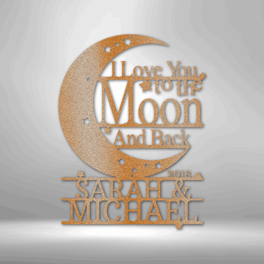 I love you to the Moon and Back Monogram - Unique Metal Art Gift.