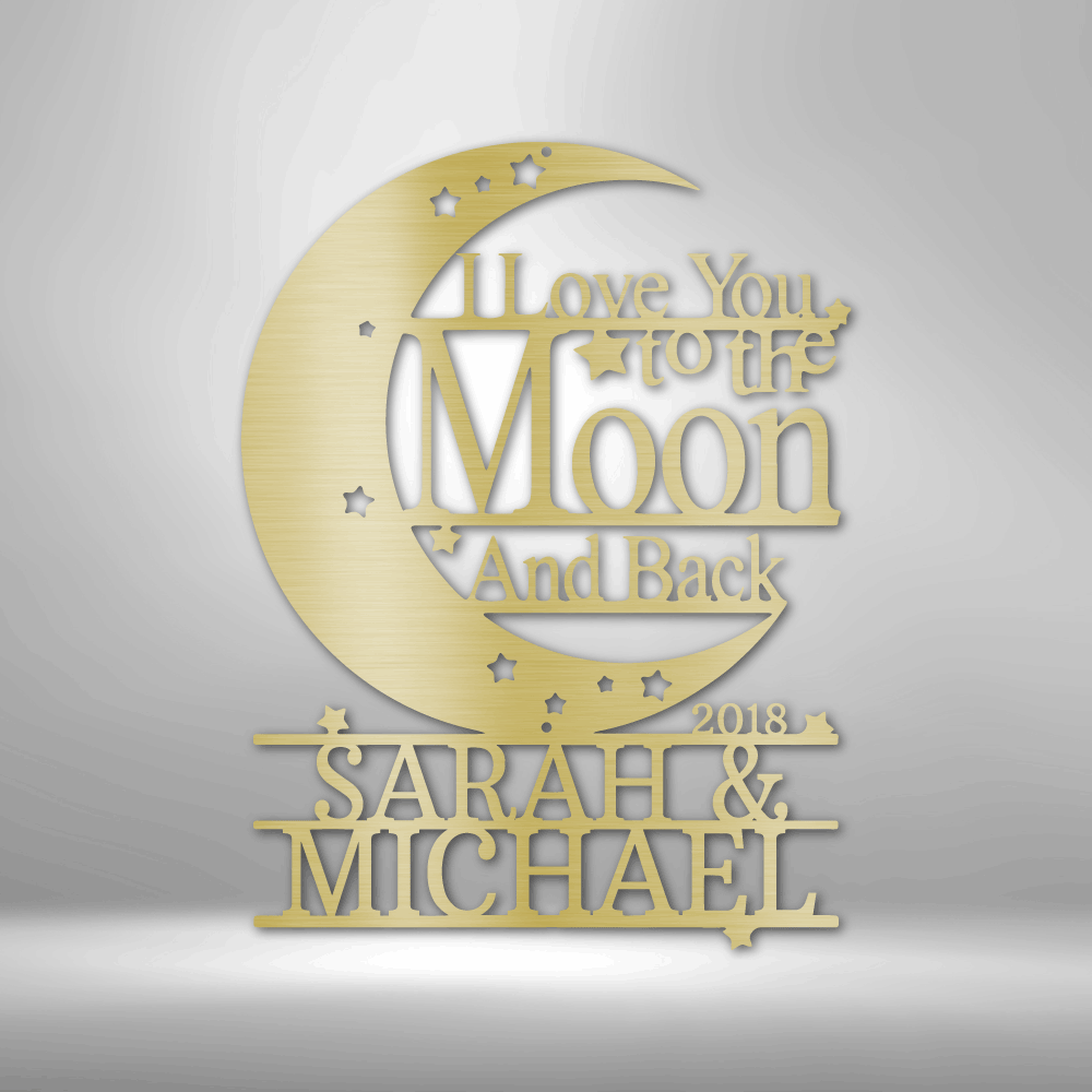 I love you to the Moon and Back Monogram - Unique Metal Art Gift.