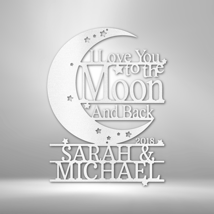 I love you to the Moon and Back Monogram - Unique Metal Art Gift.