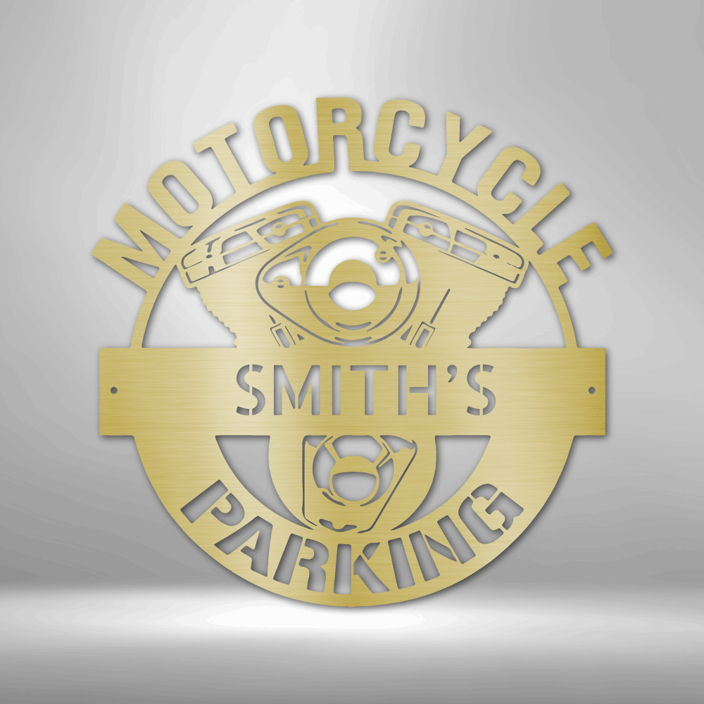 Personalized Motorcycle Parking Monogram - Retro Garage Sign Decor