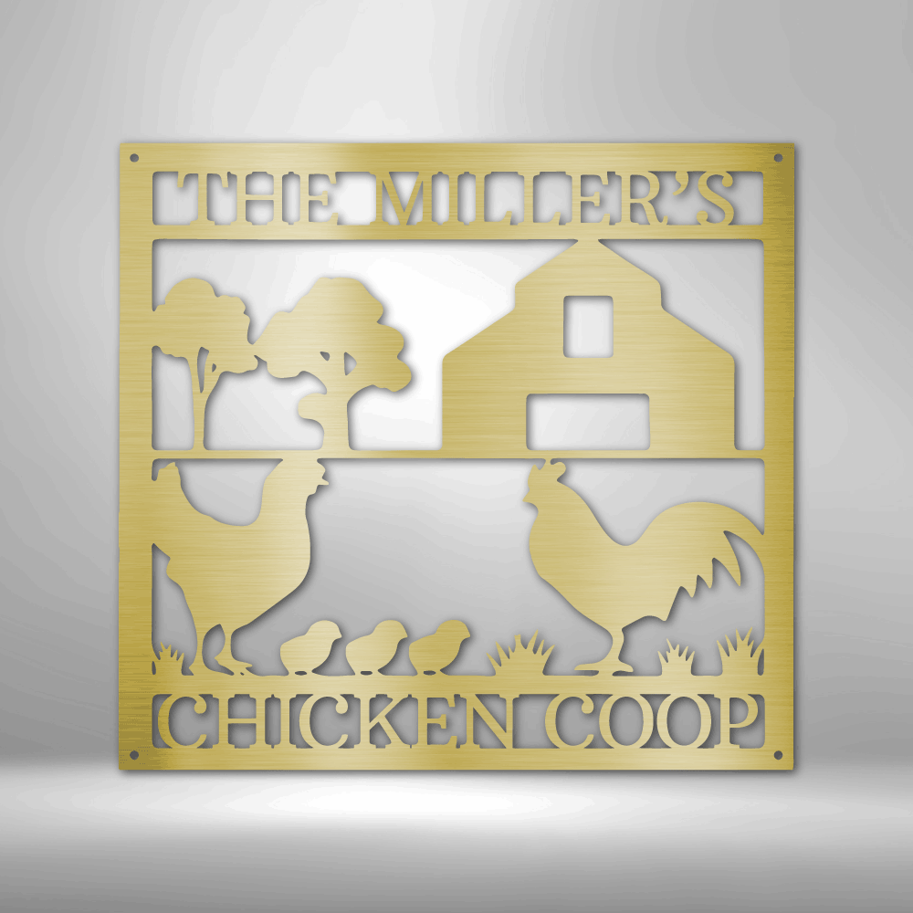 The Miller Chicken Coop Family Sign Monogram - Personalized Steel Sign.