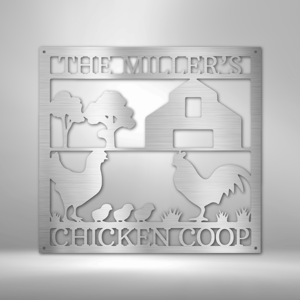 The Miller Chicken Coop Family Sign Monogram - Personalized Steel Sign.