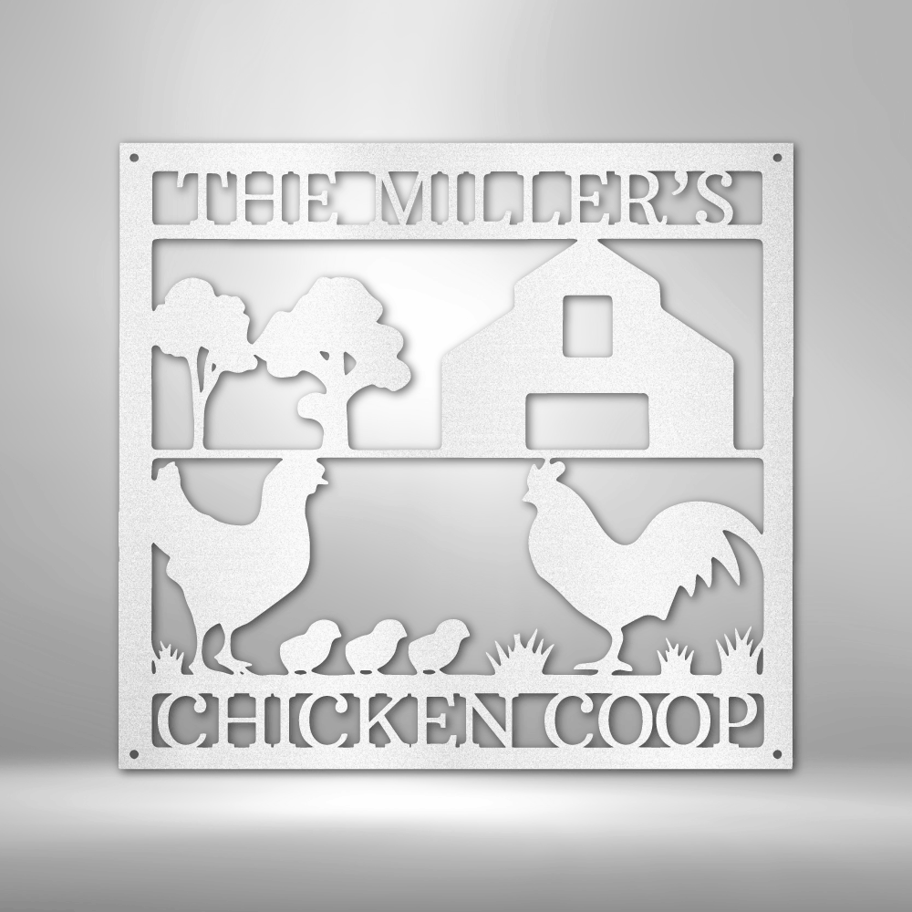 The Miller Chicken Coop Family Sign Monogram - Personalized Steel Sign.