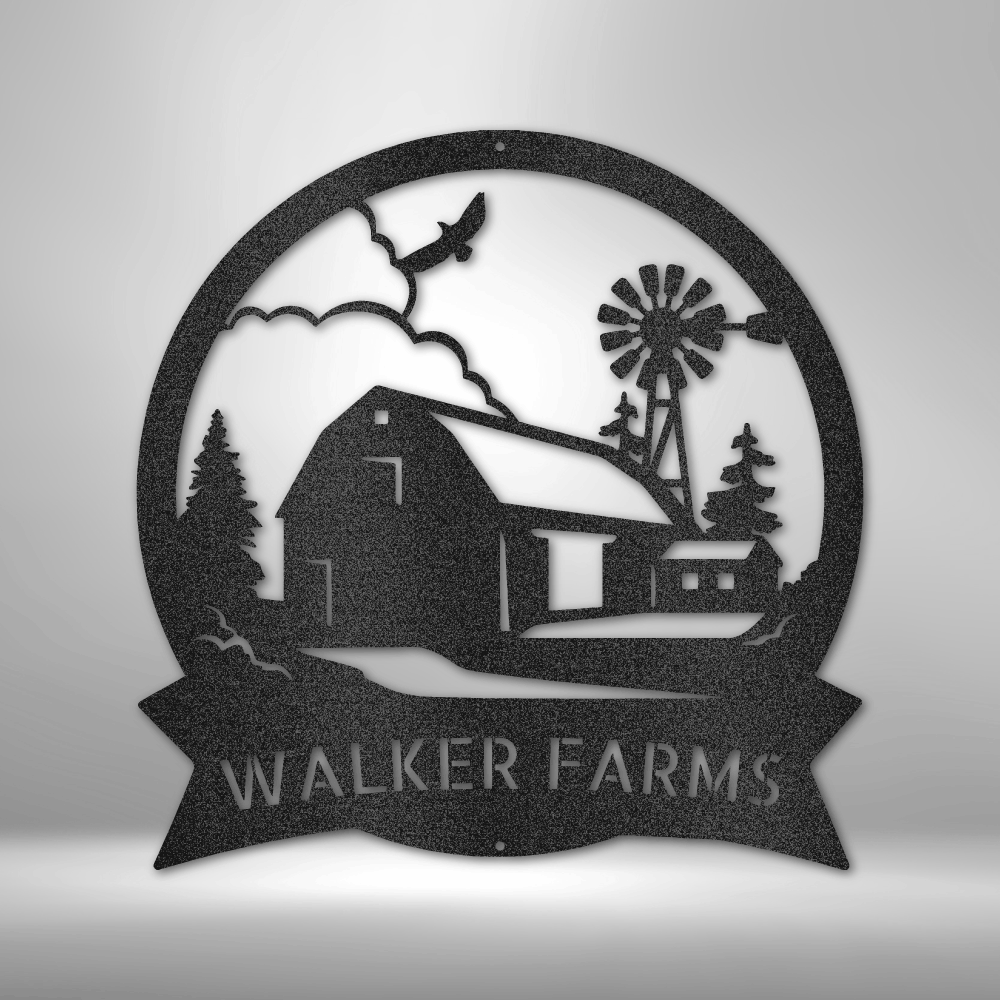 Custom Handmade Metal Sign for Walker Farms Barn House.
