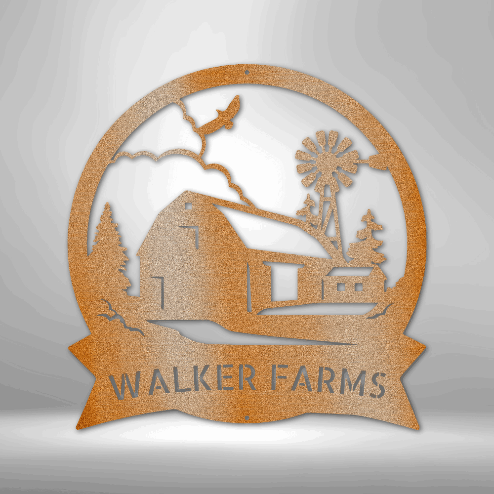 Custom Handmade Metal Sign for Walker Farms Barn House.