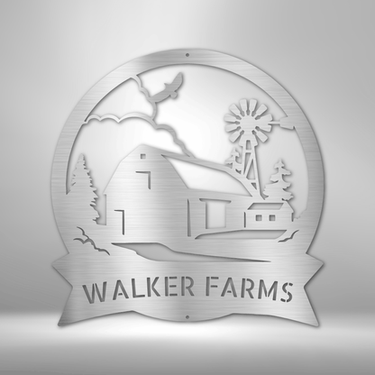 Custom Handmade Metal Sign for Walker Farms Barn House.