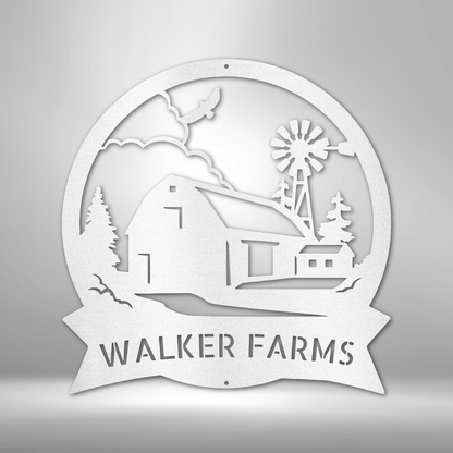 Custom Handmade Metal Sign for Walker Farms Barn House.