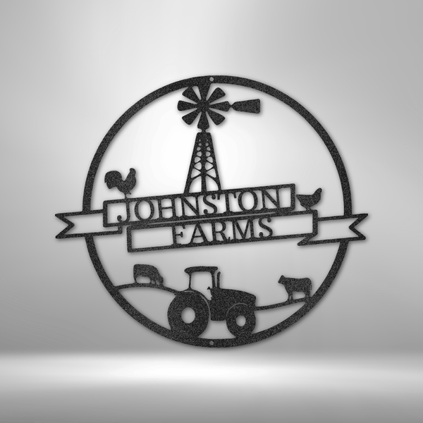 Johnston farms Family Farm Banner Monogram - Durable Steel Sign.