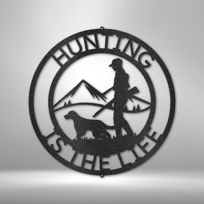 The Hunter Monogram - Steel sign is a durable and personalized metal wall art.