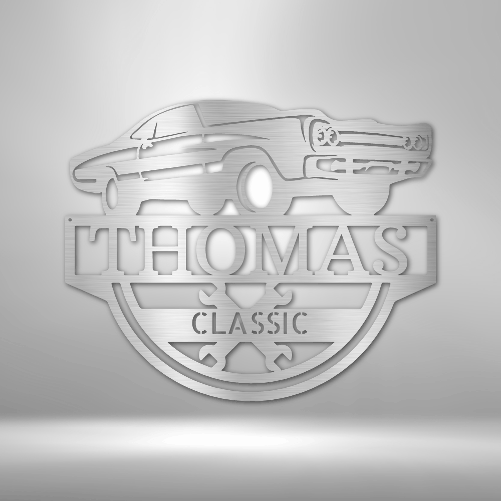 Classic Car Steel Monogram Garage Decor.