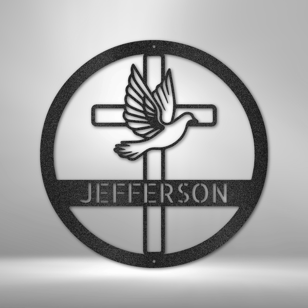 PERSONALIZED Dove and Cross Monogram - Metal Wall Art Decor.