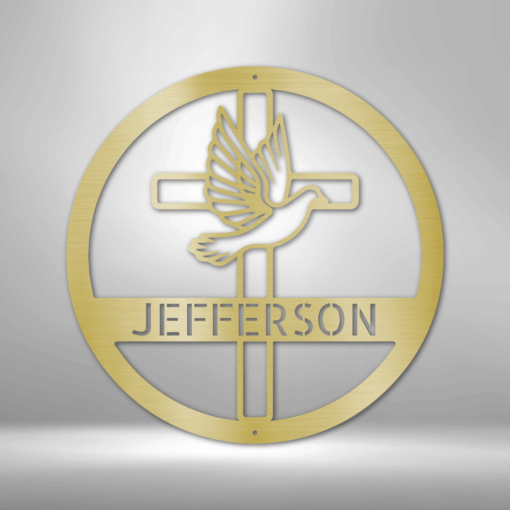 PERSONALIZED Dove and Cross Monogram - Metal Wall Art Decor.