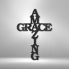 An Amazing Grace Cross - Steel Sign with a unique metal art design gracing the word grace.
