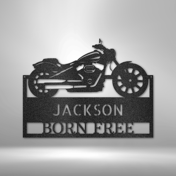 A personalized mechanic metal wall art monogram sign with the name Jackson for a retro garage.