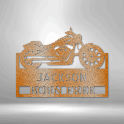 A personalized mechanic metal wall art monogram sign with the name Jackson for a retro garage.