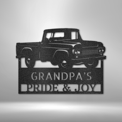 FORD F 100 1959 Grandpas Pickup Truck Monogram - Personalized Steel Sign