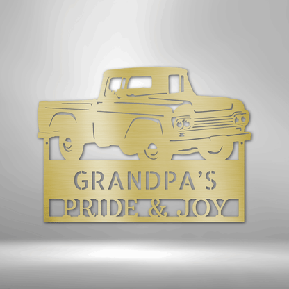 FORD F 100 1959 Grandpas Pickup Truck Monogram - Personalized Steel Sign