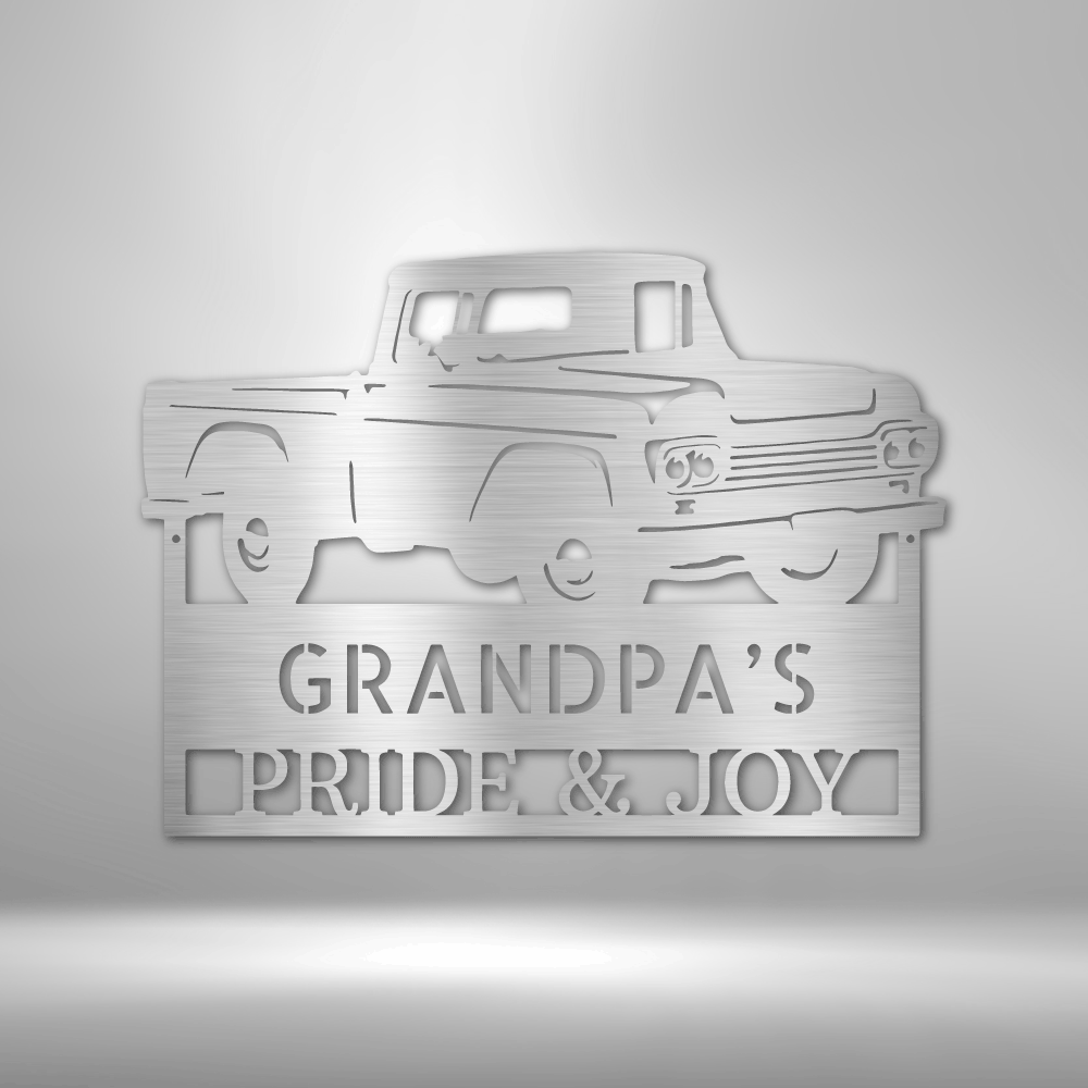 FORD F 100 1959 Grandpas Pickup Truck Monogram - Personalized Steel Sign