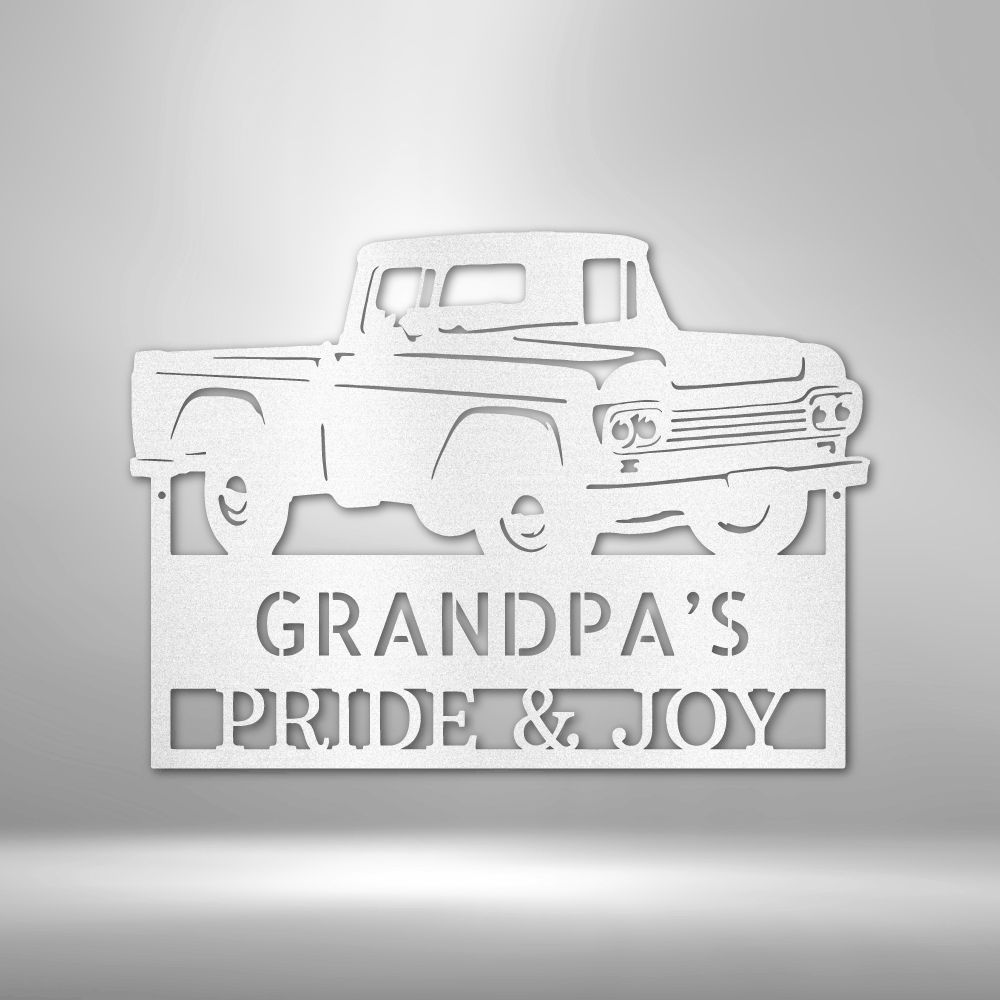 FORD F 100 1959 Grandpas Pickup Truck Monogram - Personalized Steel Sign