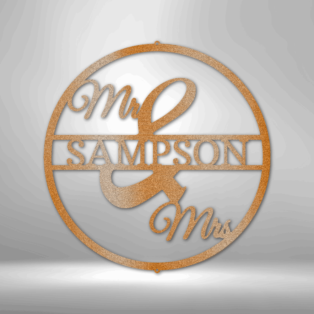 Custom Steel Circle Monogram Sign - Personalized Family Decor.