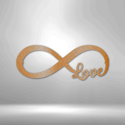 An Infinite Love - Custom Handmade Steel Sign on a brick wall.