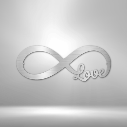 An Infinite Love - Custom Handmade Steel Sign on a brick wall.