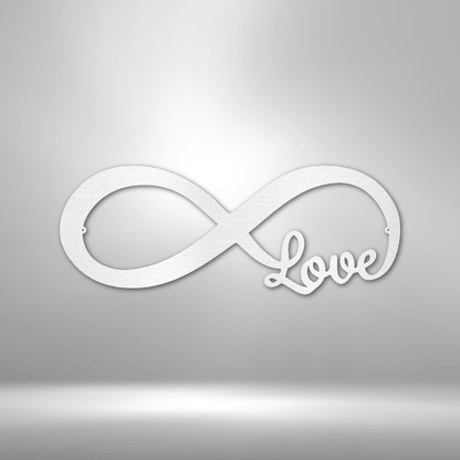 An Infinite Love - Custom Handmade Steel Sign on a brick wall.