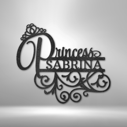 Princess Monogram - Personalized Steel Sign for durable outdoor metal wall art décor.