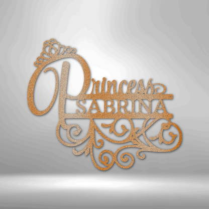 Princess Monogram - Personalized Steel Sign for durable outdoor metal wall art décor.