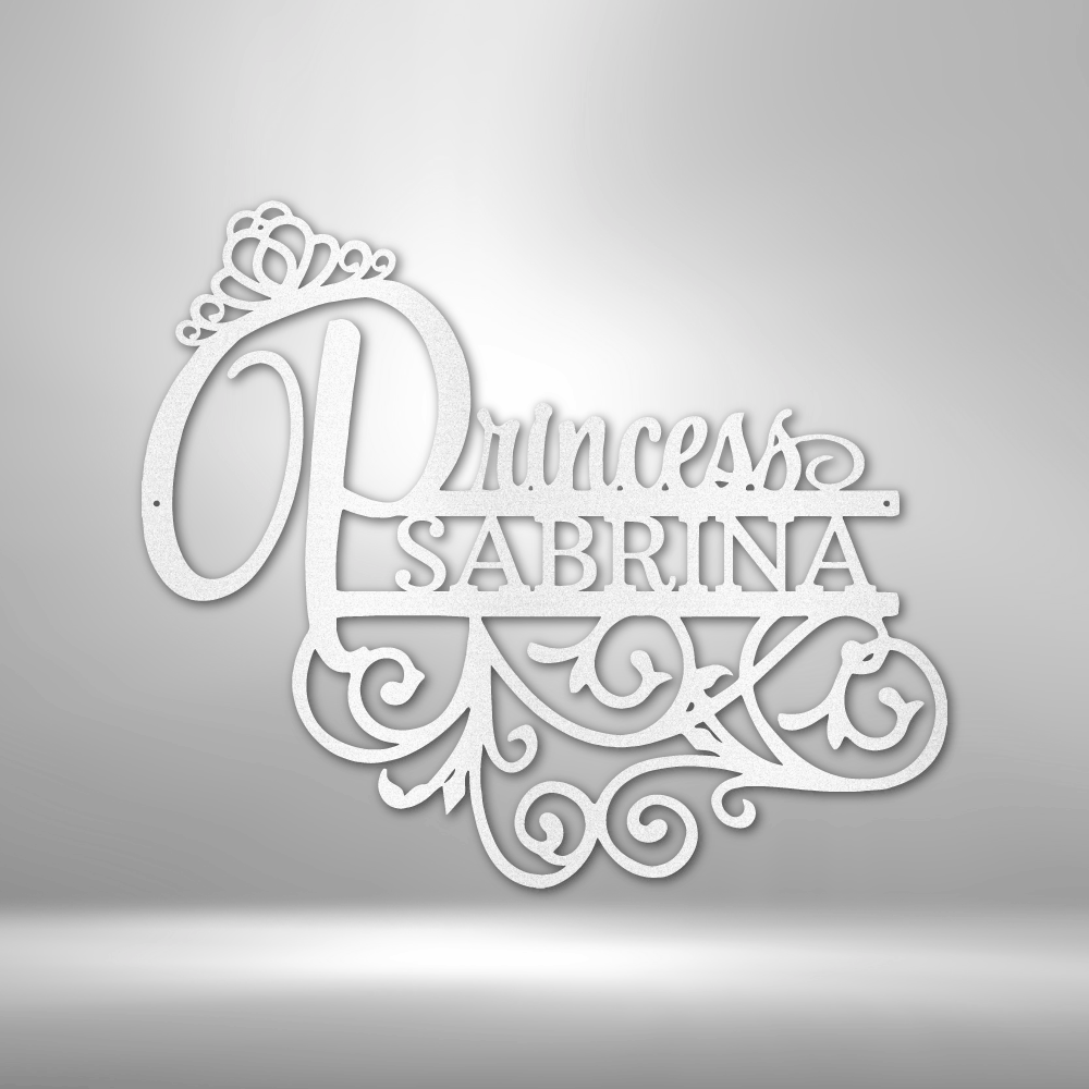 Princess Monogram - Personalized Steel Sign for durable outdoor metal wall art décor.