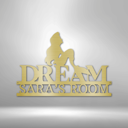 Mermaid Dreams Monogram - Personalized Steel Sign for Sara's room.