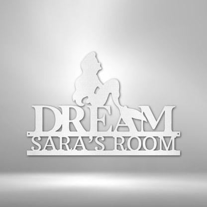 Mermaid Dreams Monogram - Personalized Steel Sign for Sara's room.