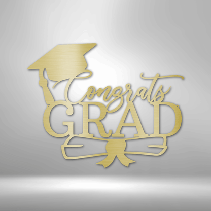 Congrats Grad Cap - Personalized Metal Wall Art Decor.