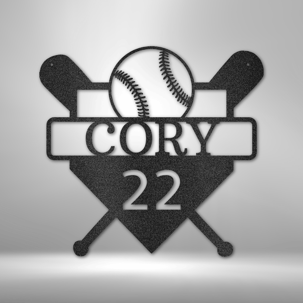 A Unique Custom Baseball Monogram - Durable Metal Sign featuring the name cory 22.