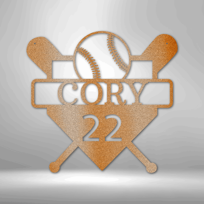 A Unique Custom Baseball Monogram - Durable Metal Sign featuring the name cory 22.