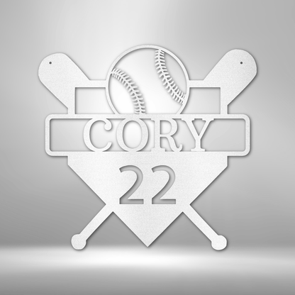 A Unique Custom Baseball Monogram - Durable Metal Sign featuring the name cory 22.