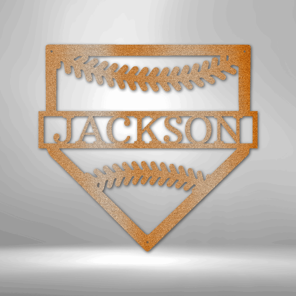 A MY Personal Home Base Sign with the name jackson, offering Unique Metal Art Gifts and Personalized Family Signs.