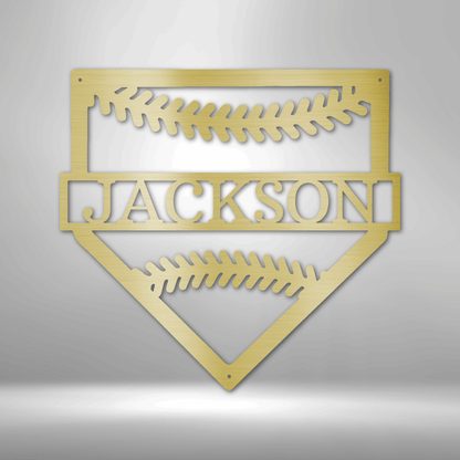 A MY Personal Home Base Sign with the name jackson, offering Unique Metal Art Gifts and Personalized Family Signs.