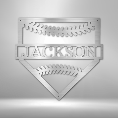 A MY Personal Home Base Sign with the name jackson, offering Unique Metal Art Gifts and Personalized Family Signs.