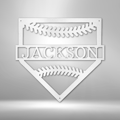 A MY Personal Home Base Sign with the name jackson, offering Unique Metal Art Gifts and Personalized Family Signs.