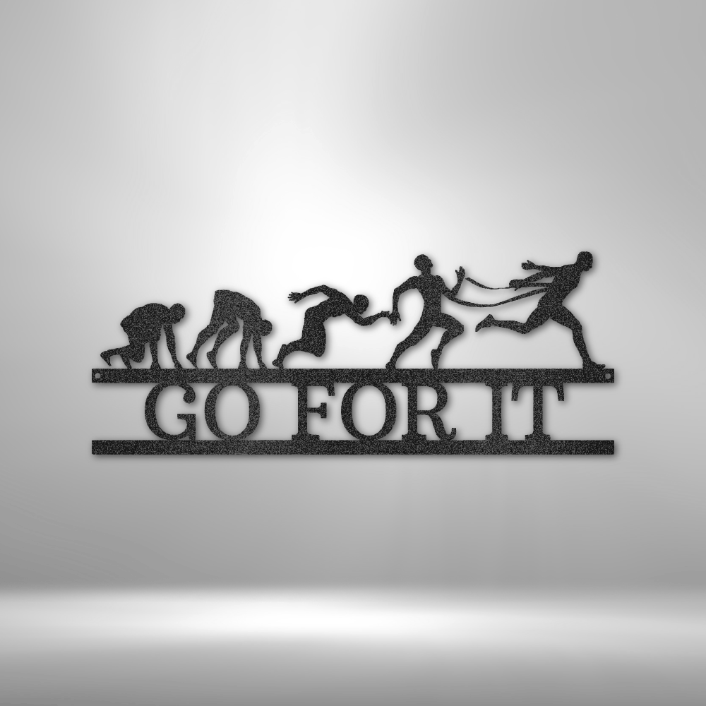 Custom Handmade Personalized Steel Sign Decal - Evolution of Running Design.