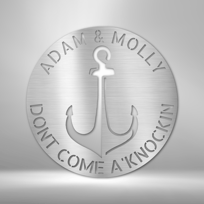 Adam & Molly don't come a knocking PERSONALIZED Metal Wall Art Decor - Steel Sign.