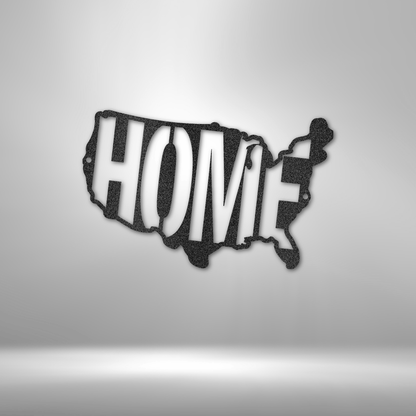 The word "USA Home" is spelled out on a brick wall, creating a Unique Metal Art Gift.