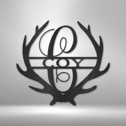 PERSONALIZED Antler Monogram - Steel Sign featuring Custom Handmade Designs.